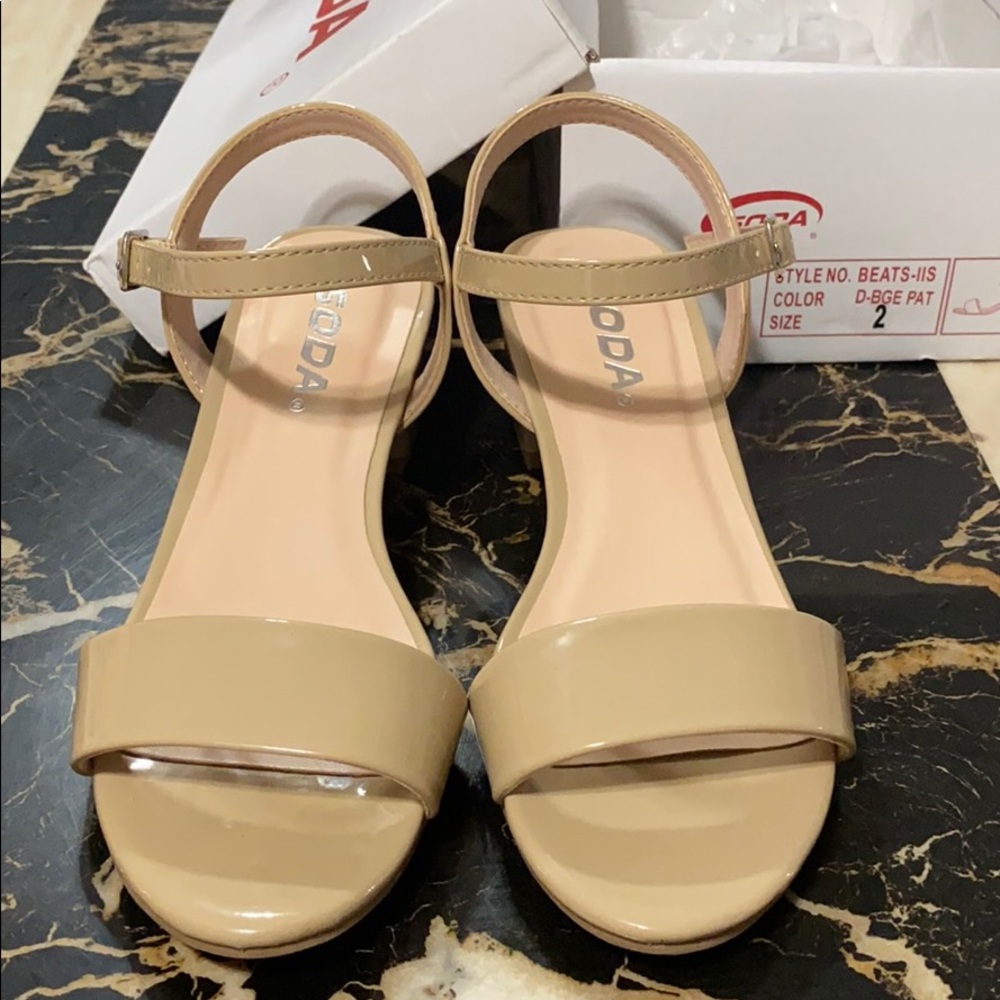 Nude Beige one strap low Heel girls
